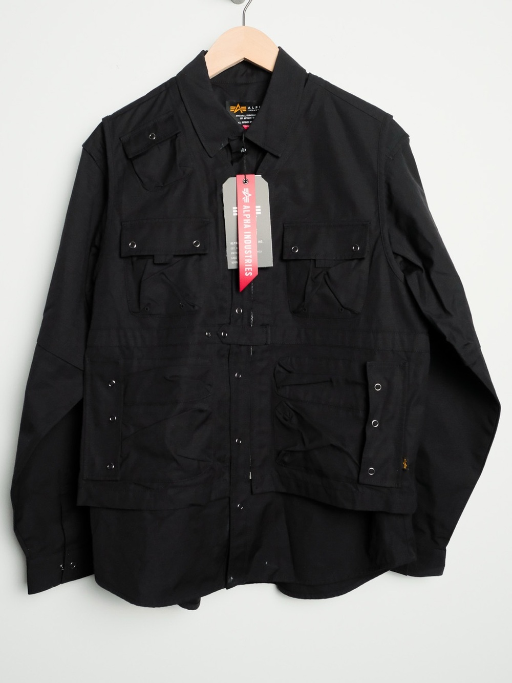Alpha Industries C-1 Mod Convertible Utility Shirt Jacket Vest Black